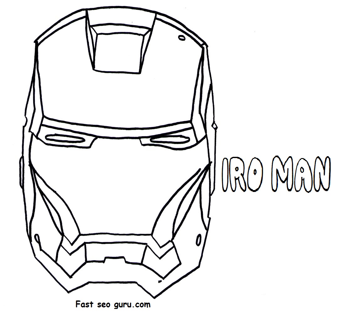 Print out superheroes Iron Man Mask Coloring Pages